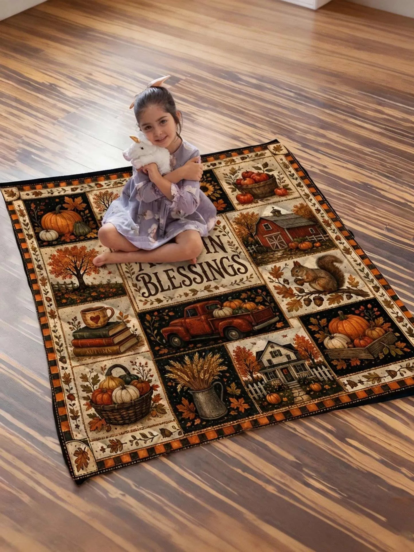 Autumn Blessings Harvest Patchwork Quilted 3‐Piece Bedding Set