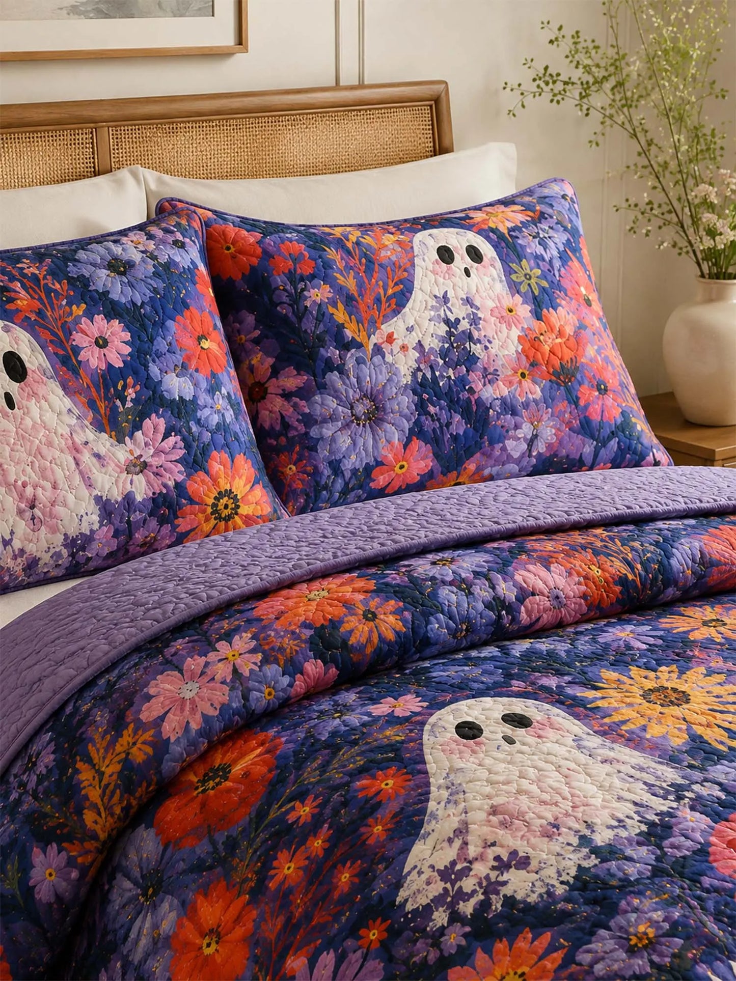 Haunted Wildflower Garden Quilted 3-Piece Bedding Set