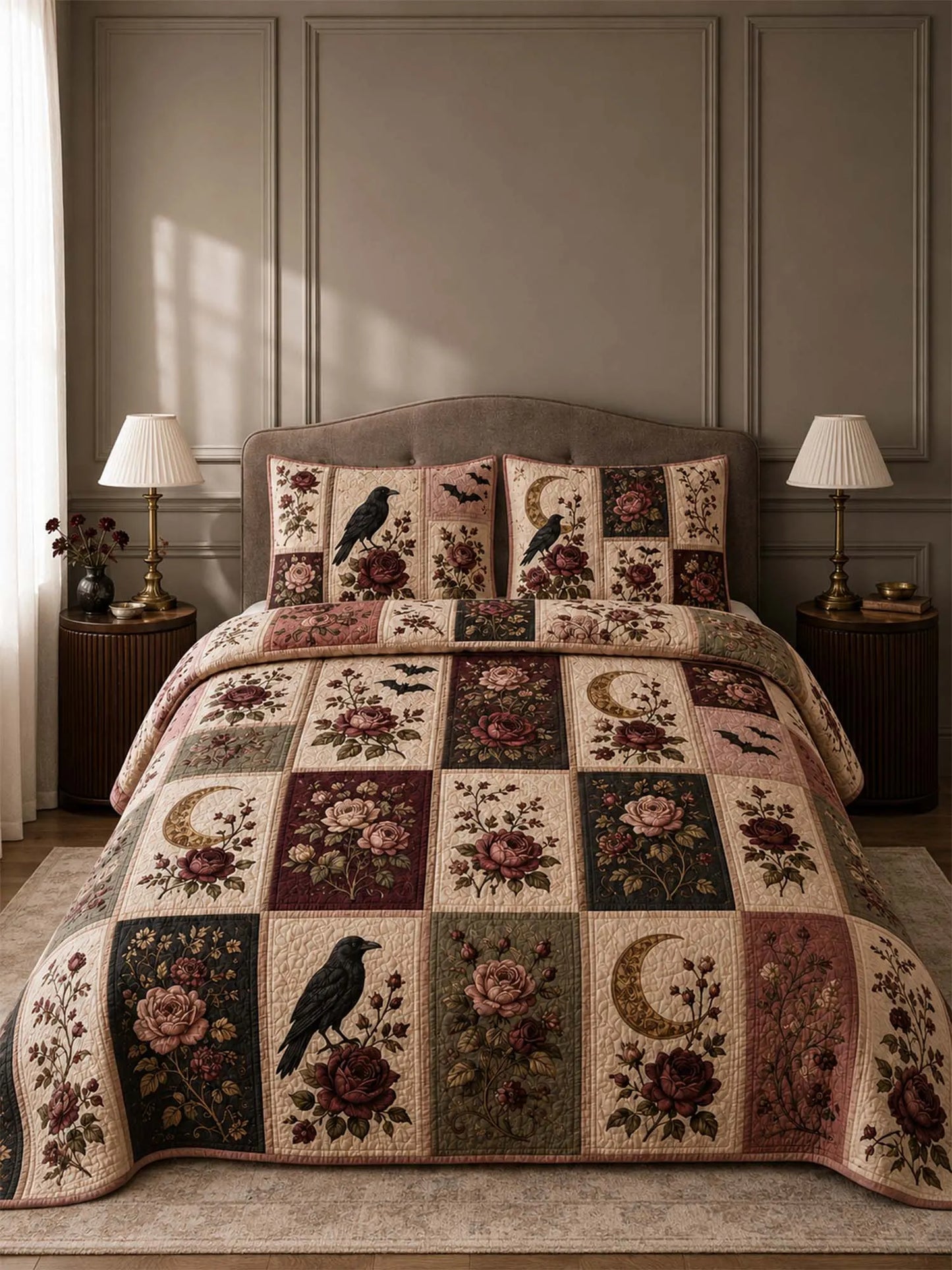 Raven Rose Moonlight Quilted 3-Piece Bedding Set