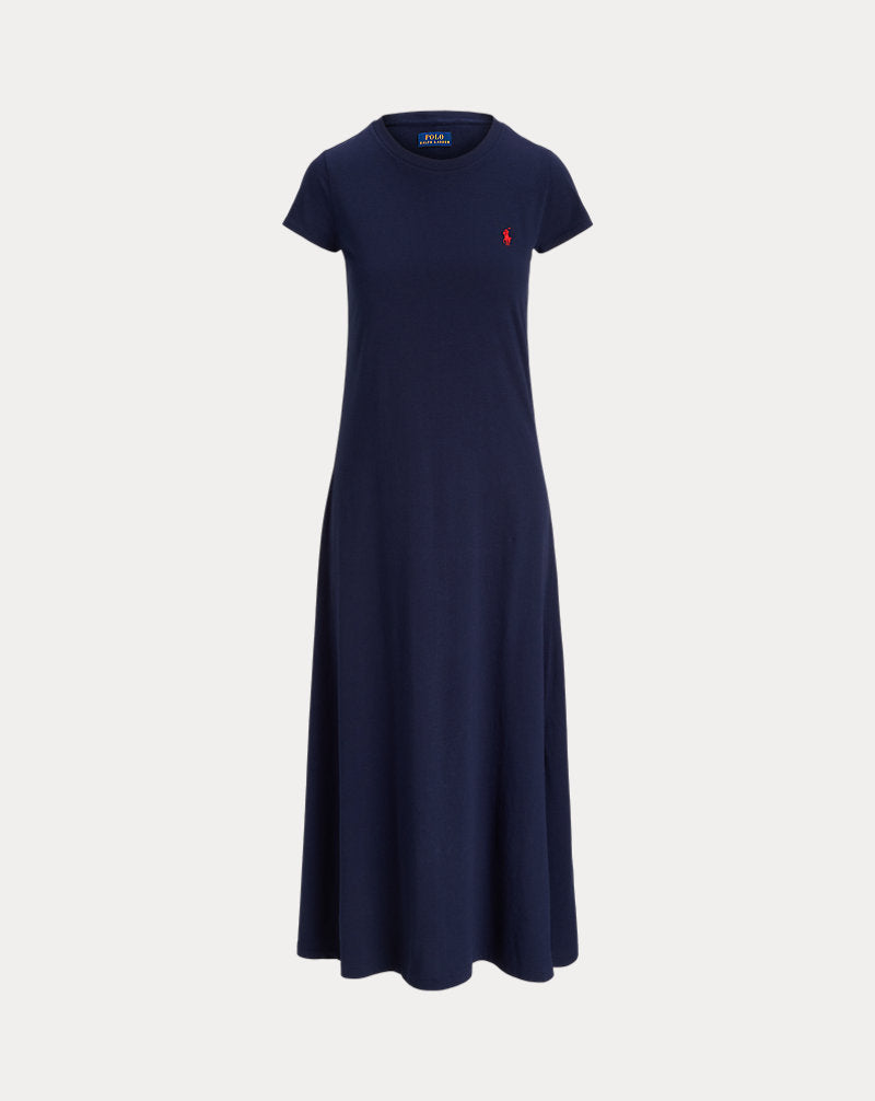 Cotton Crewneck Dress Cruise Navy