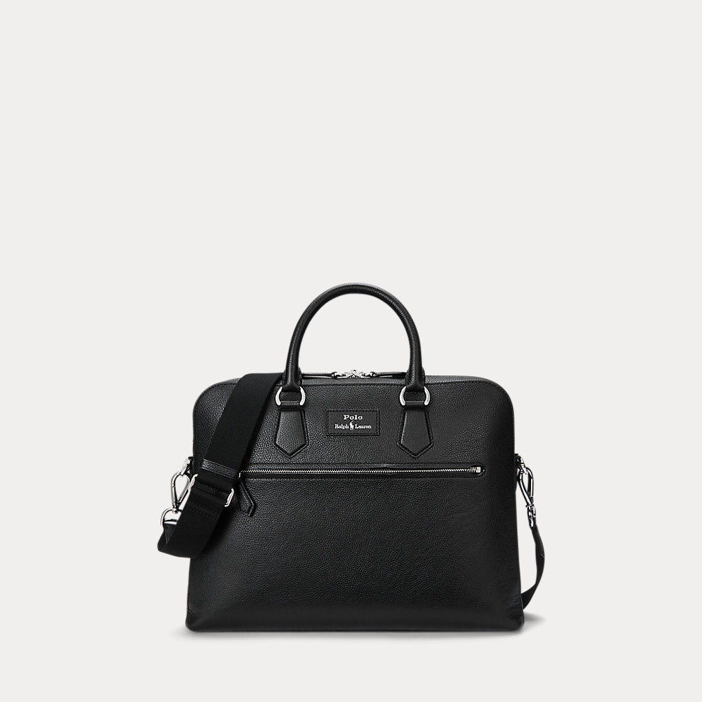 Pebbled Leather Commuter Bag Black