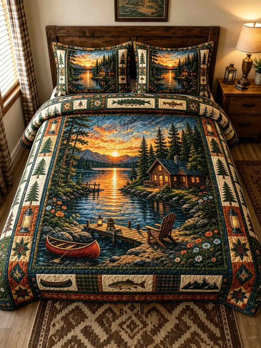 Lakeside Sunset 3-Piece Quilted Bedding Set