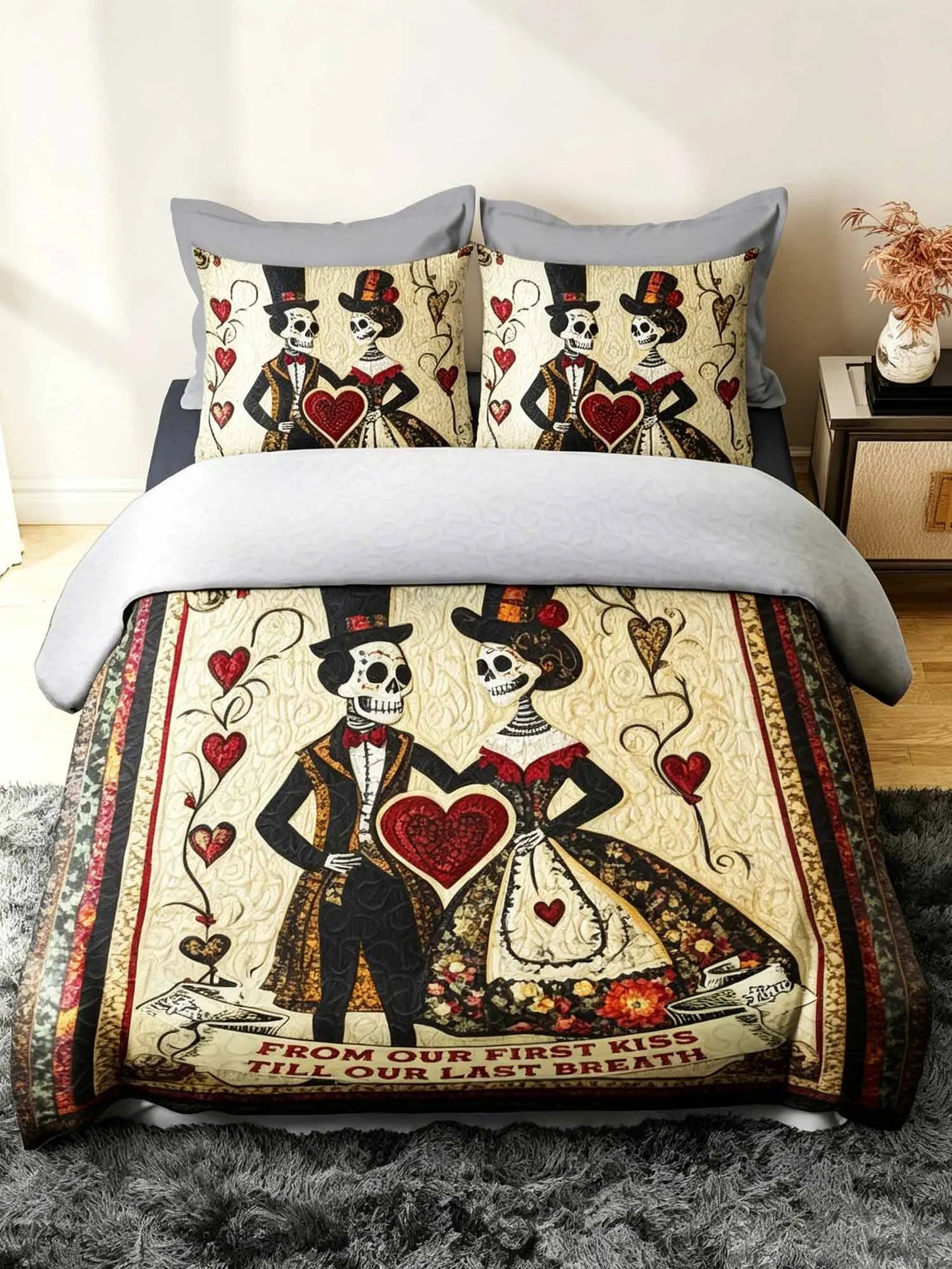 Personalized Gift For Couple Quilt Bedding Set-Three-Piece Quilted Bedding Set