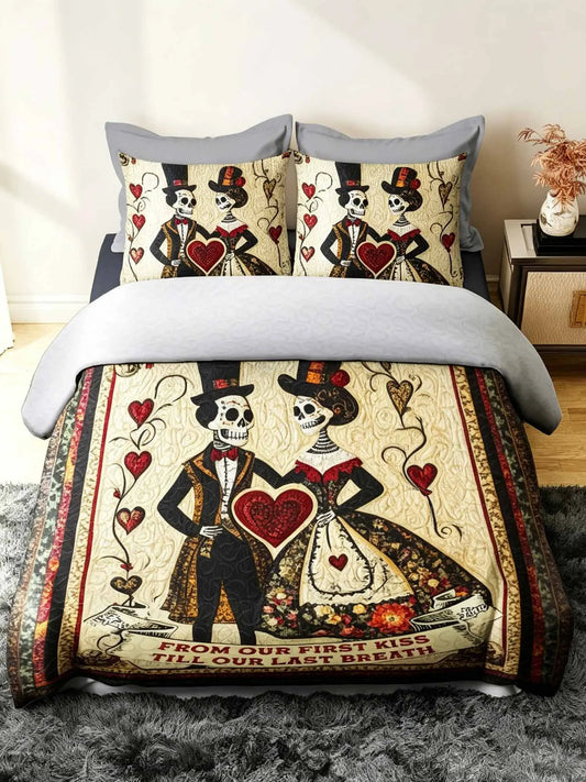 Personalized Gift For Couple Quilt Bedding Set-Three-Piece Quilted Bedding Set