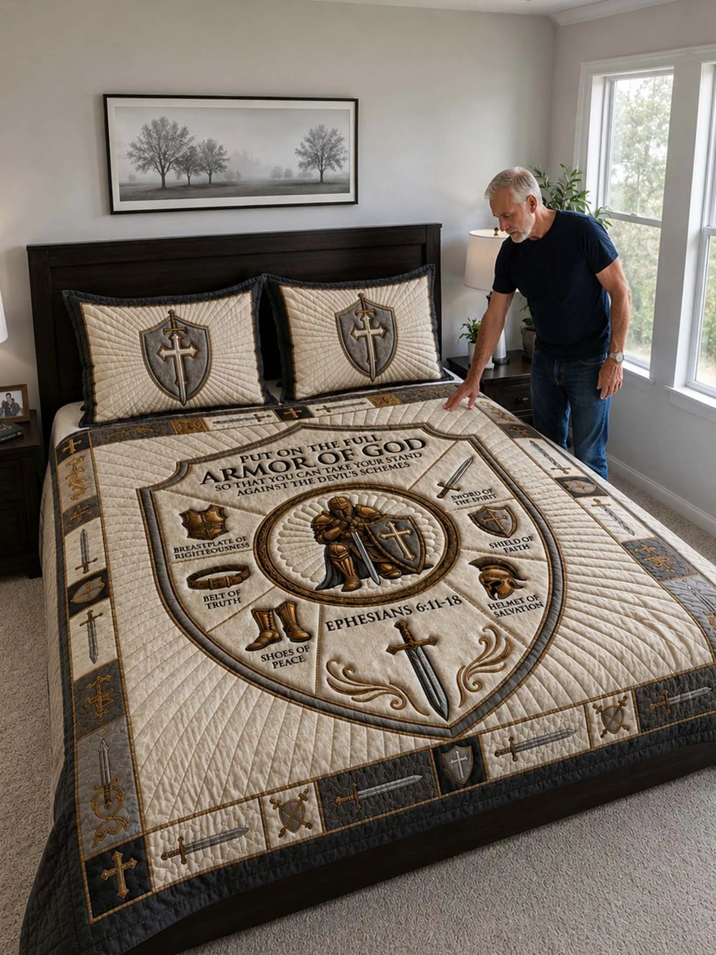 Armor Of God 3-Piece Quilted Bedding Set