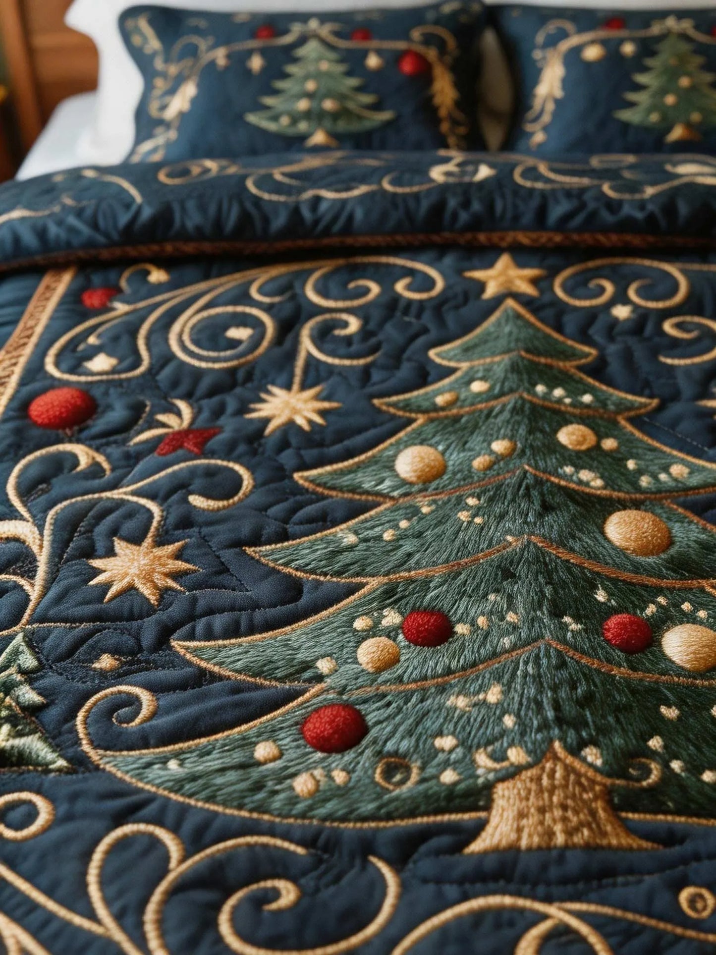 Winter Wonderland Pines Quilted Bedding Set