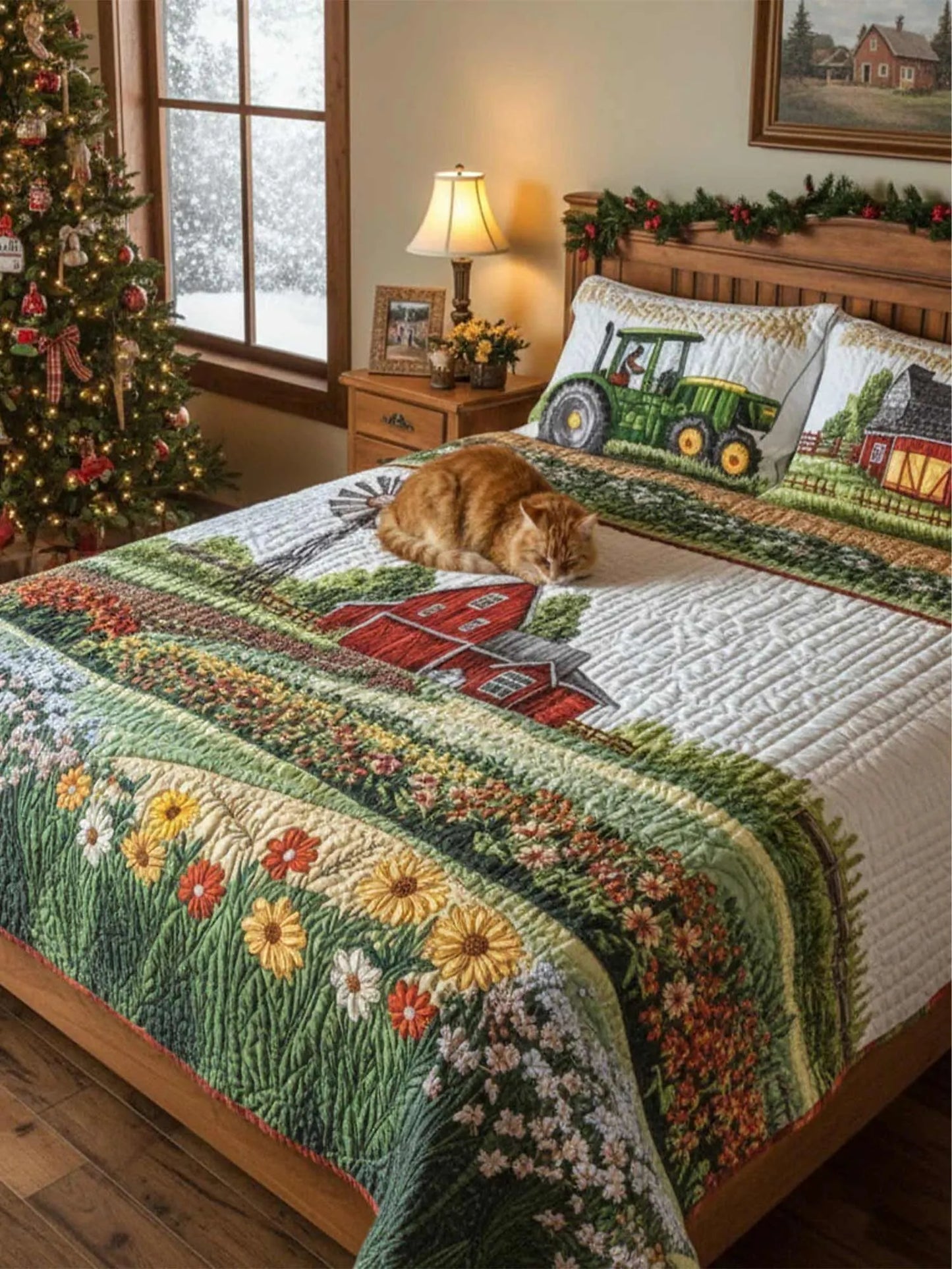 Barnyard Blossom 3-Piece Quilted Bedding Set