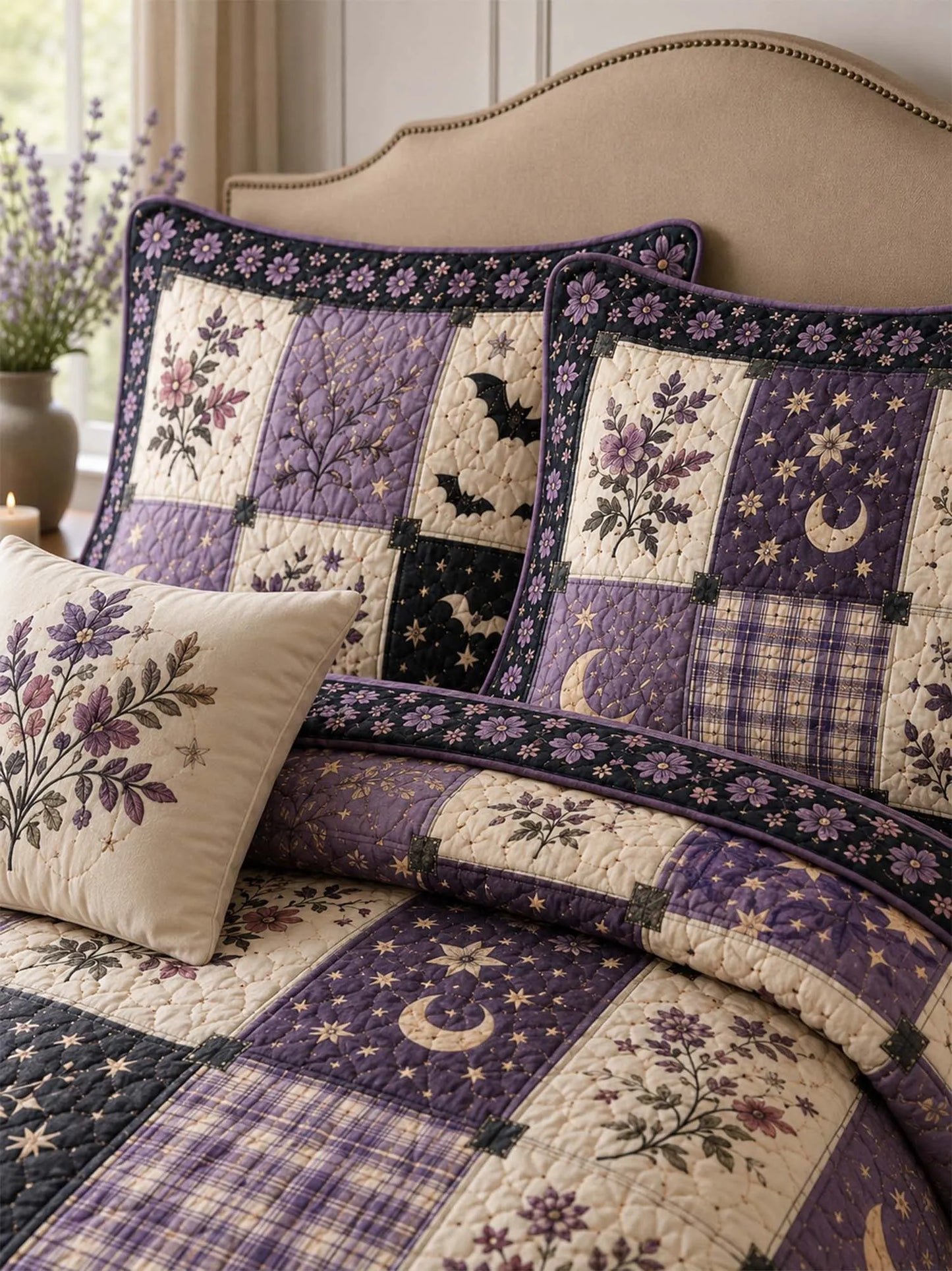 Mystic Lavender Garden Quilted 3-Piece Bedding Set