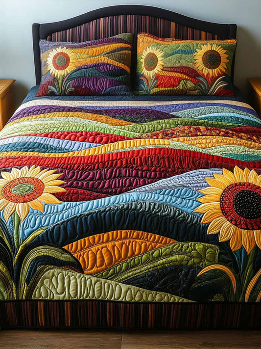 Country Sunflower Dreams 3-Piece Quilted Bedding Set3