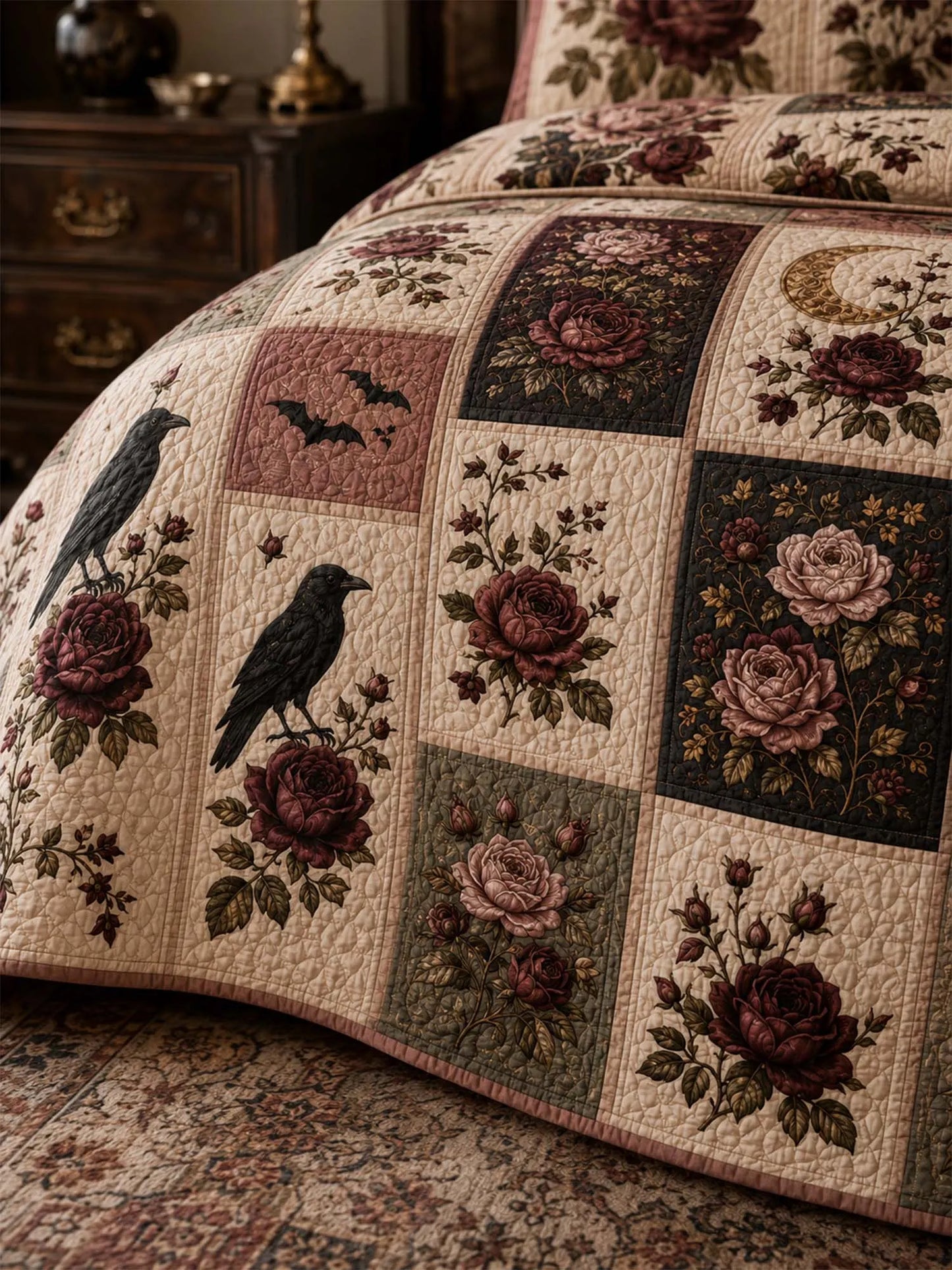 Raven Rose Moonlight Quilted 3-Piece Bedding Set