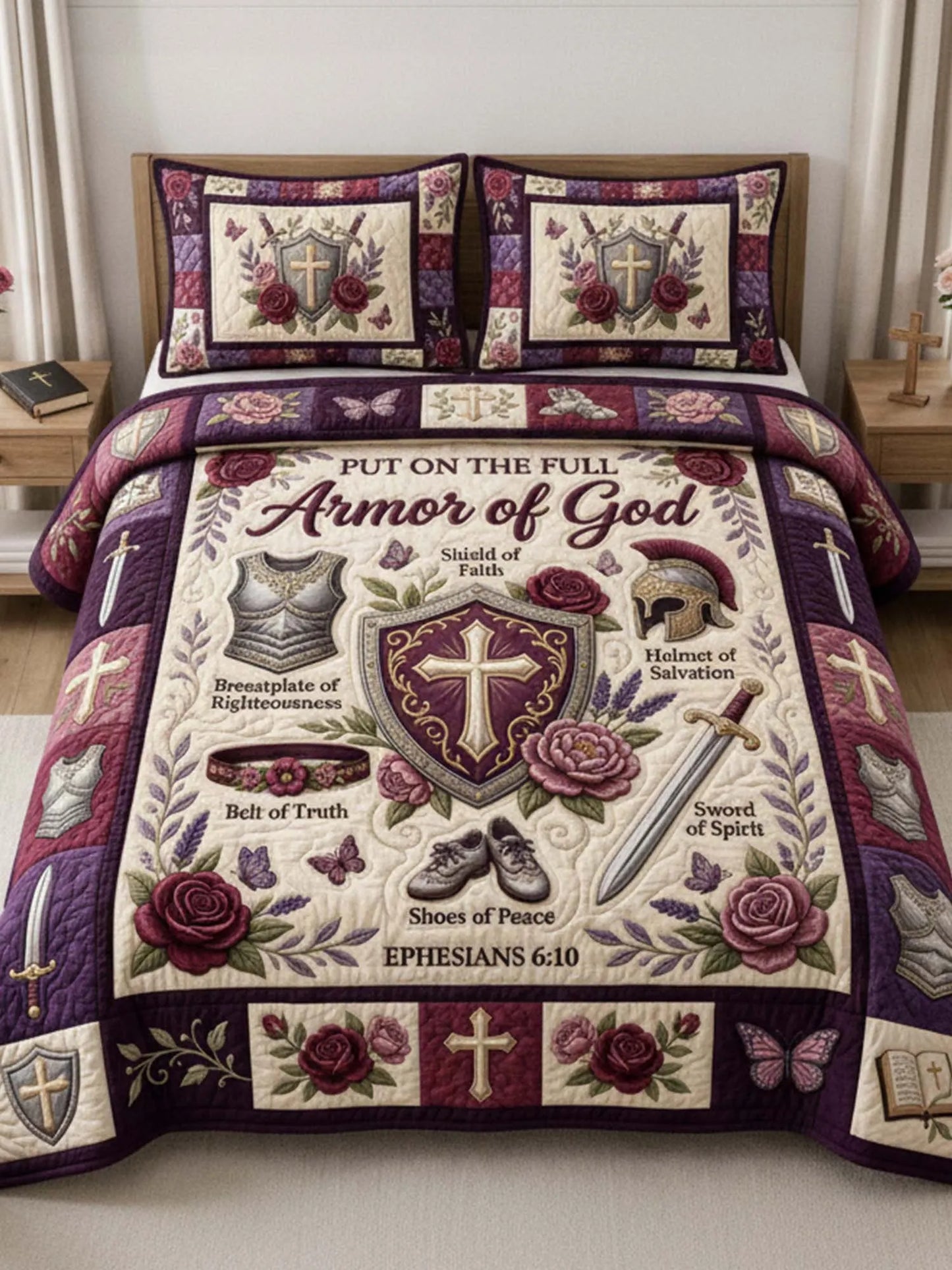 Armor Of God 3-Piece Quilted Bedding Set