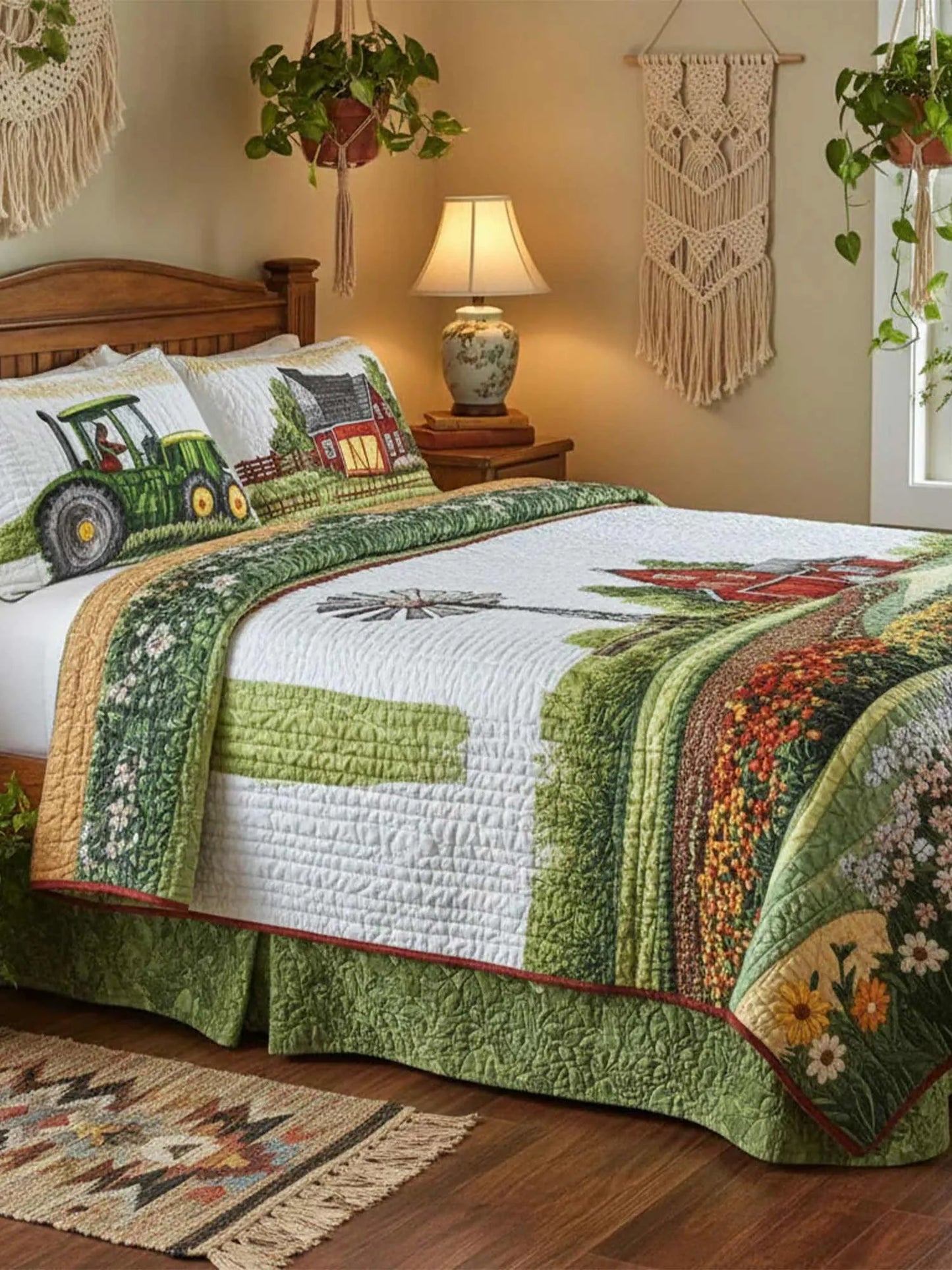 Barnyard Blossom 3-Piece Quilted Bedding Set