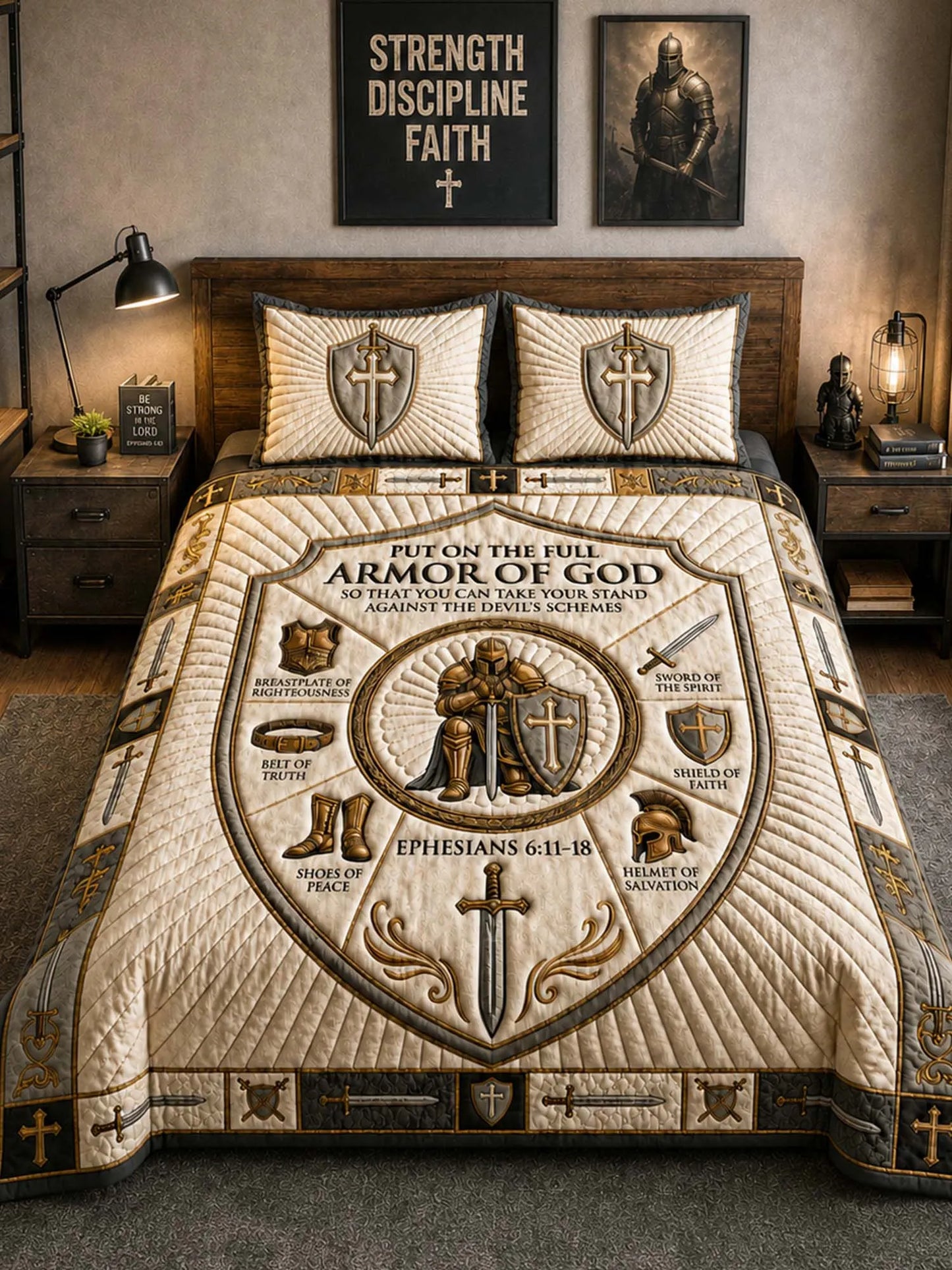 Armor Of God 3-Piece Quilted Bedding Set