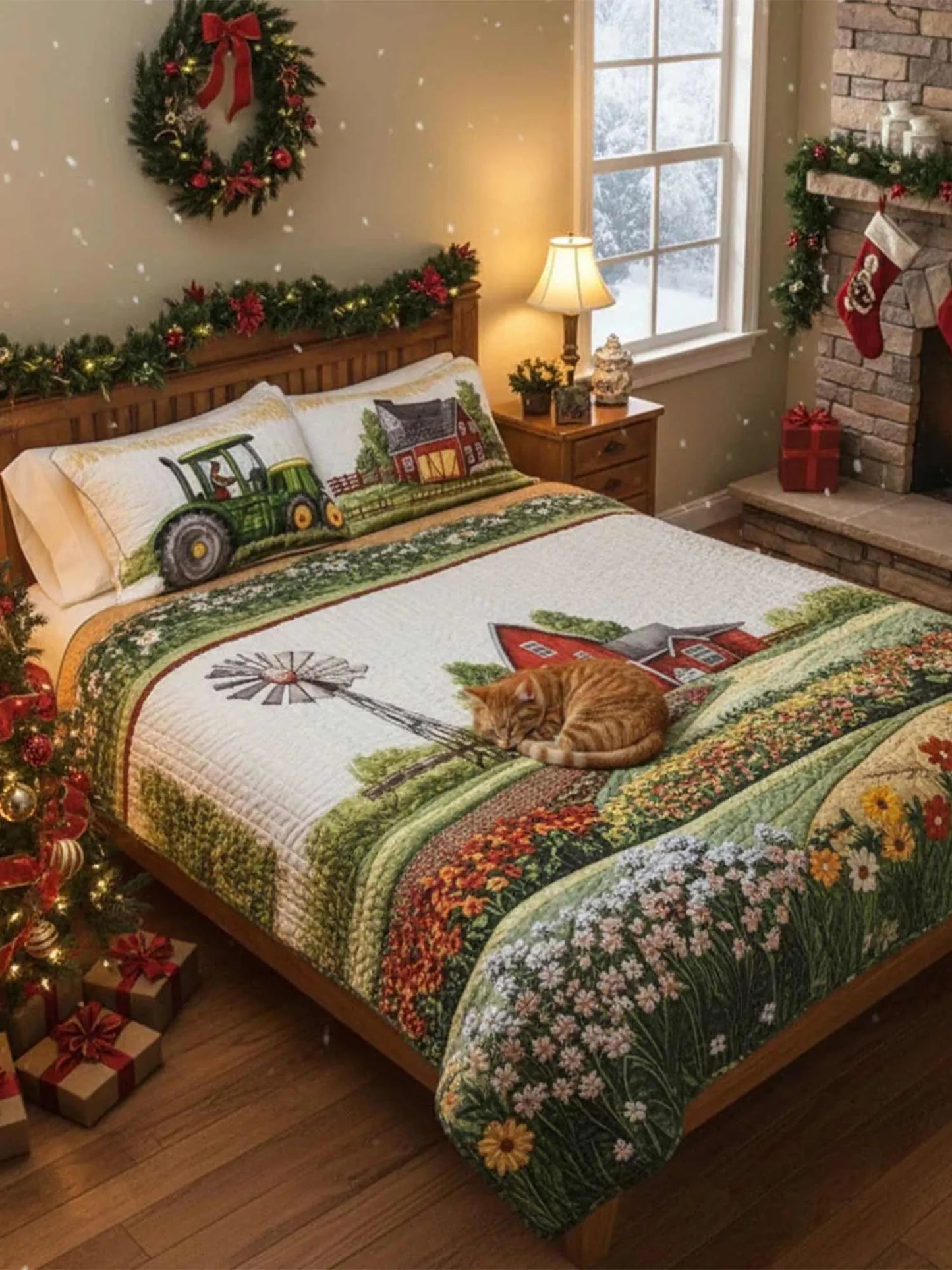 Barnyard Blossom 3-Piece Quilted Bedding Set