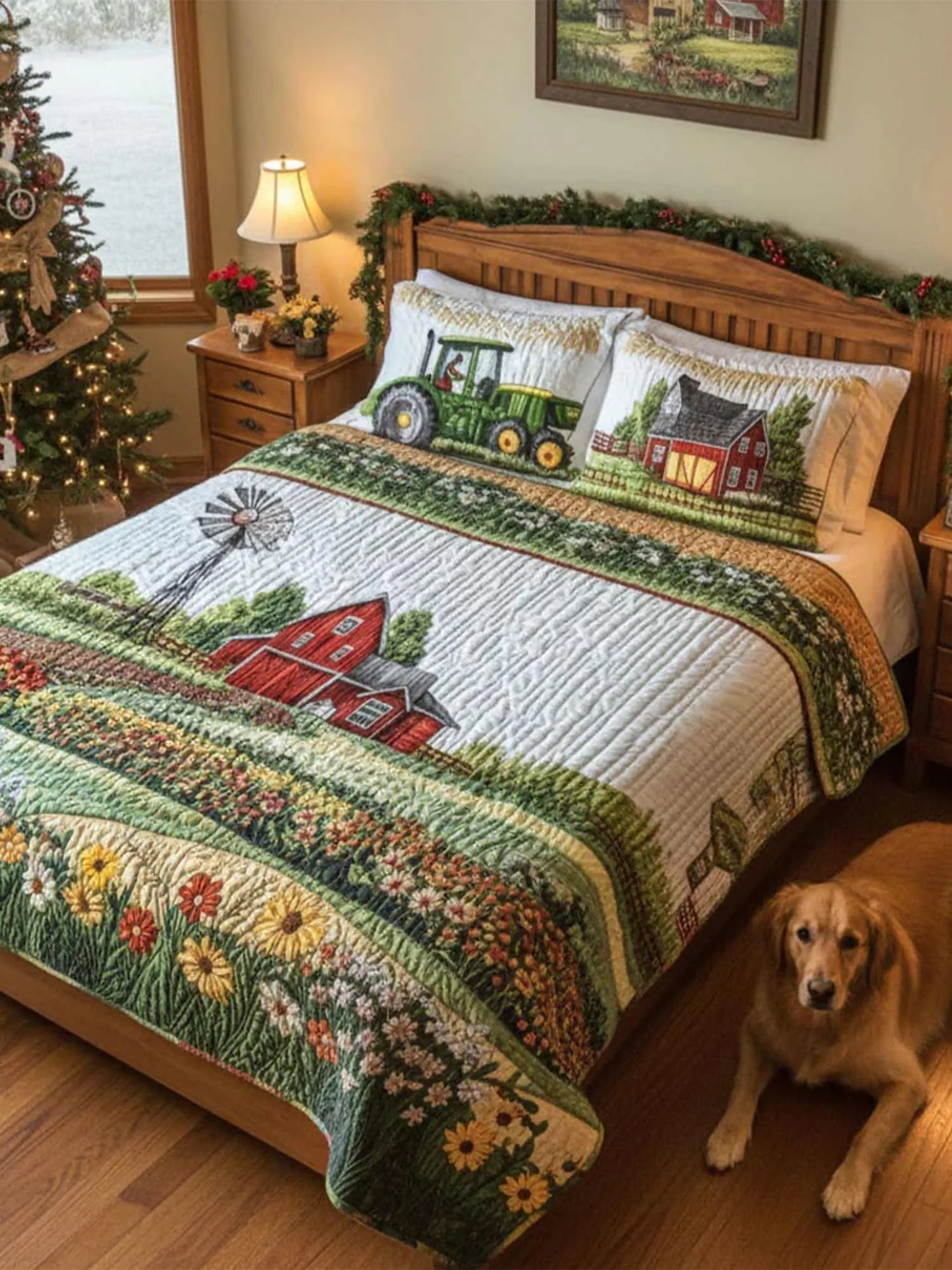 Barnyard Blossom 3-Piece Quilted Bedding Set