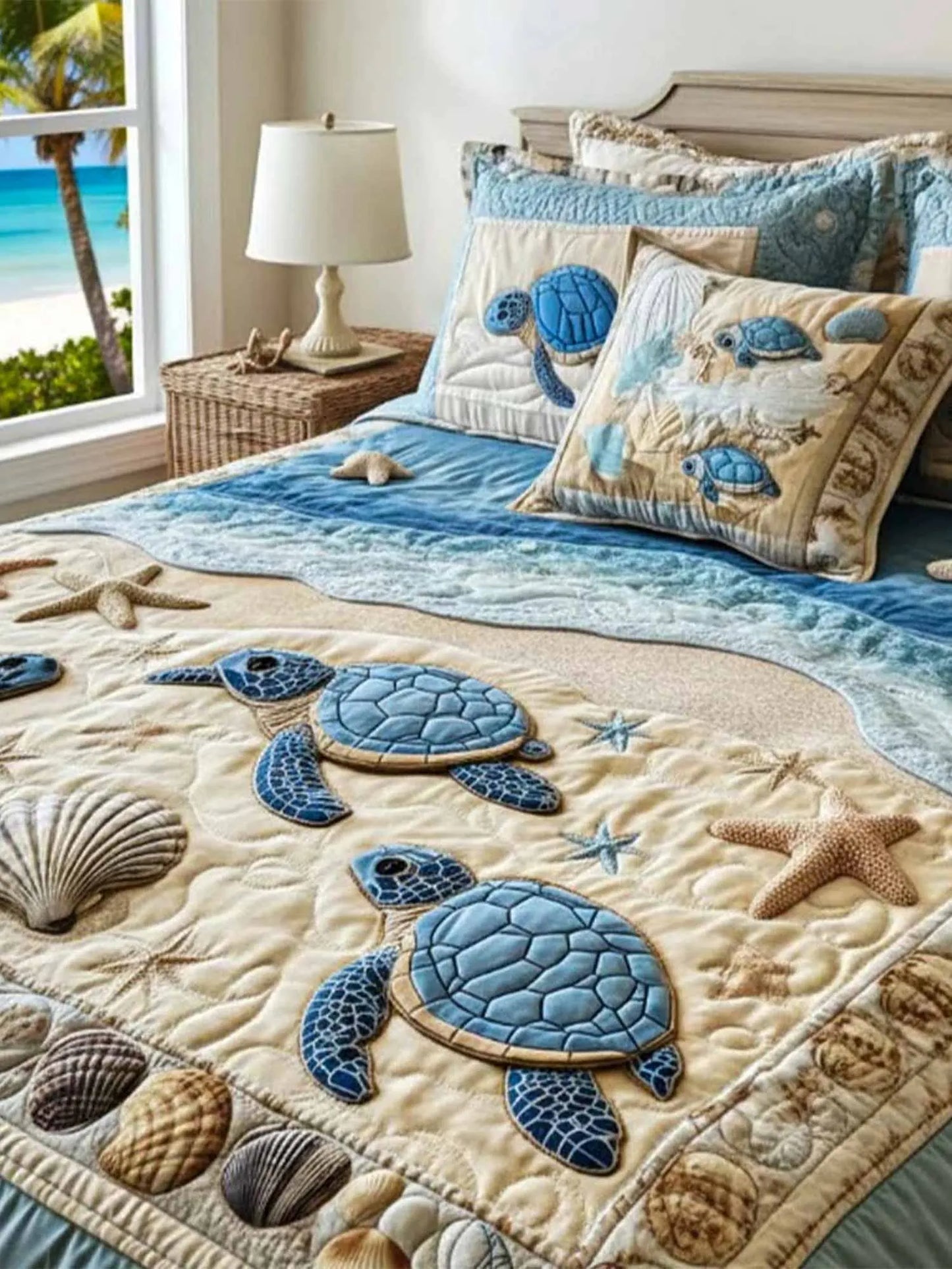 Ocean Waves 3-Piece Quilted Bedding Set