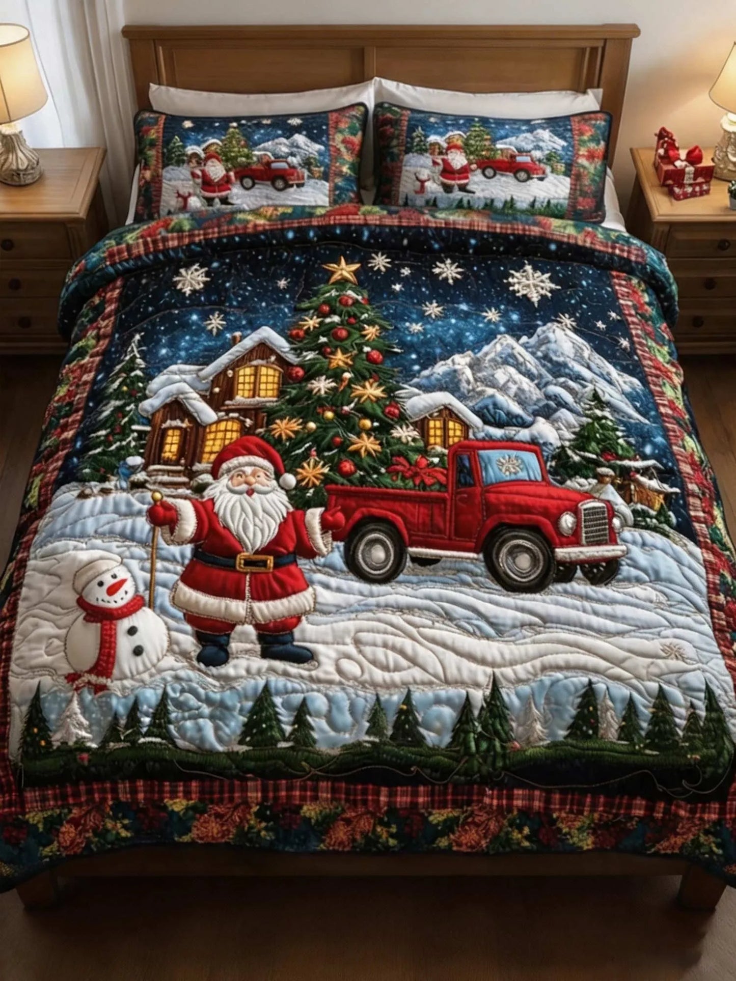 Santa Journey 3‐Piece Quilted Bedding Set