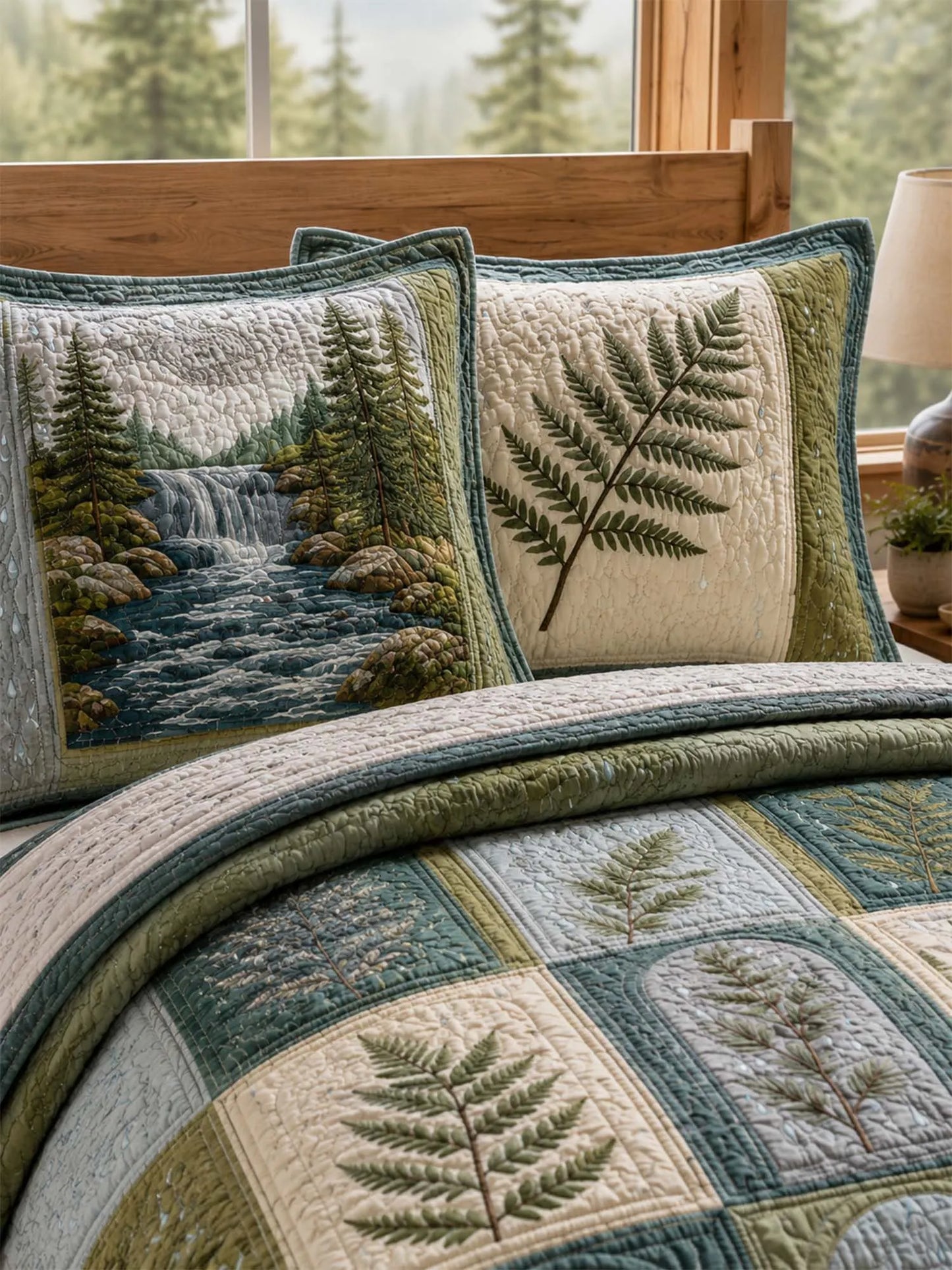 Pacific Northwest Forest Quilted 3-Piece Bedding Set