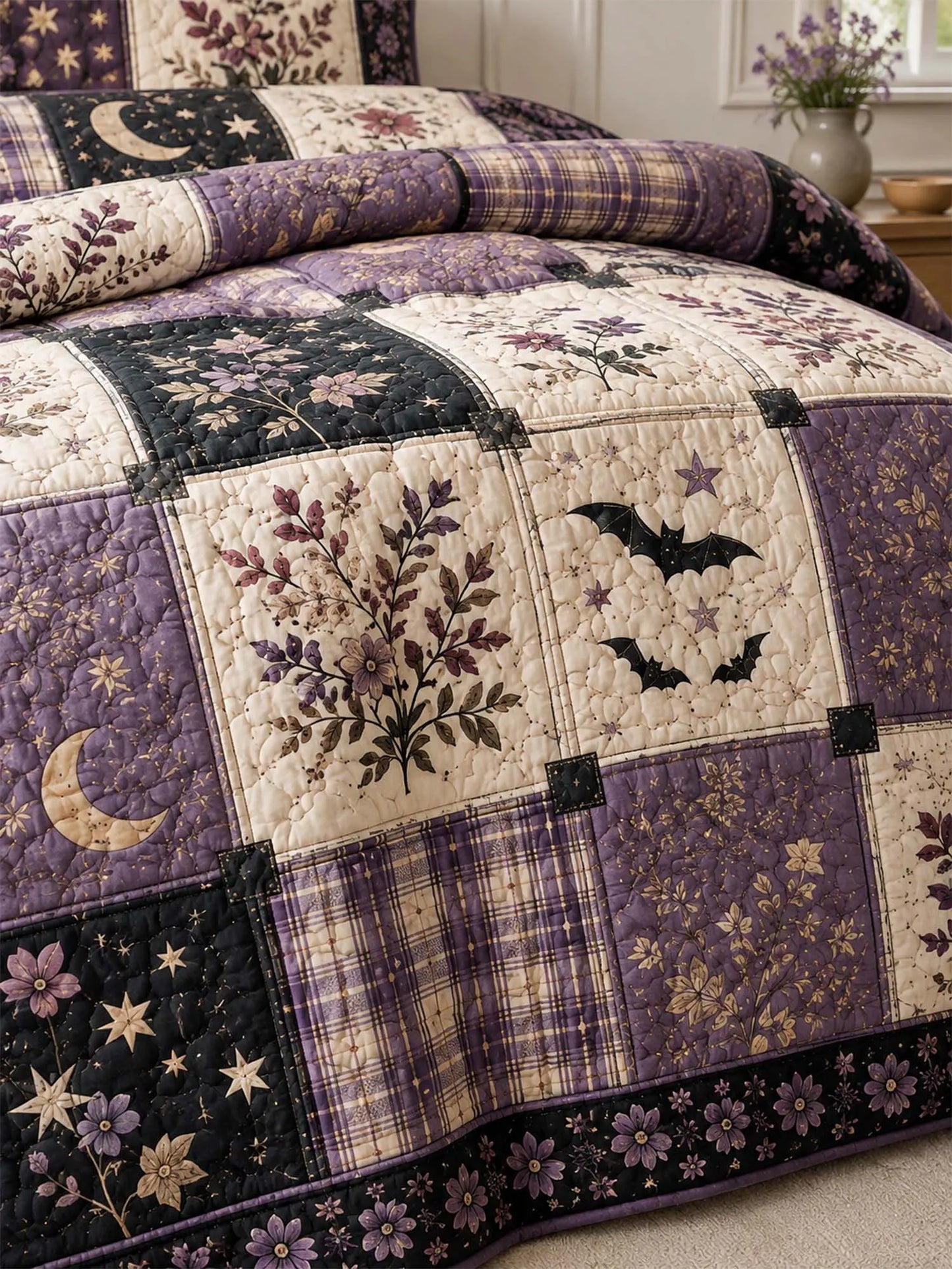 Mystic Lavender Garden Quilted 3-Piece Bedding Set