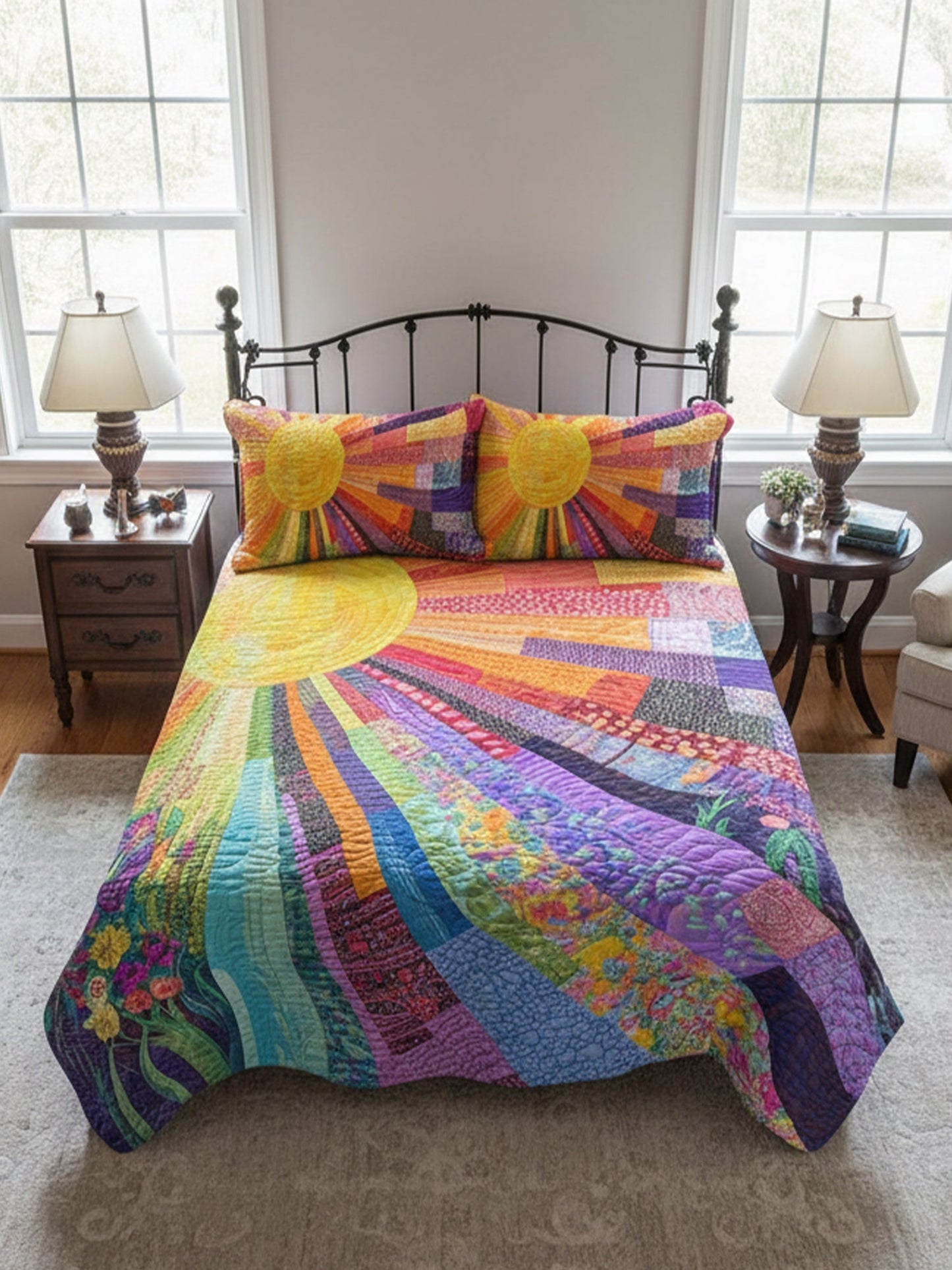 Cheerful Sunshine 3-Piece Quilted Bedding Set