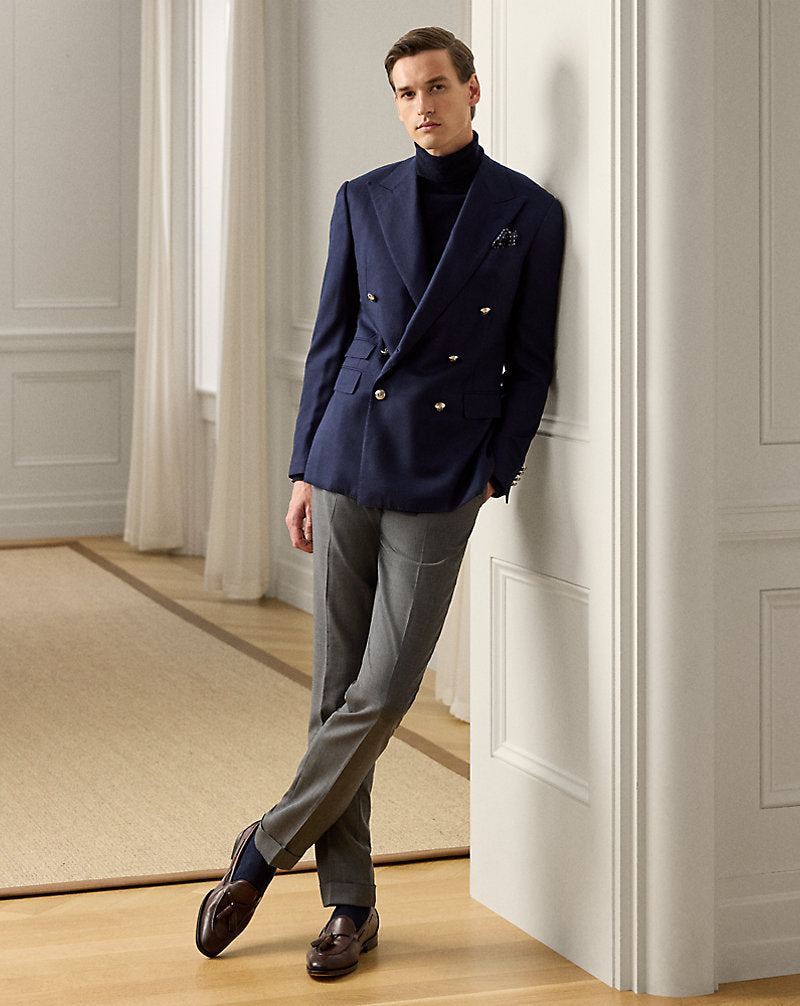 Gregory Hand-Tailored Wool Serge Trouser Medium Grey