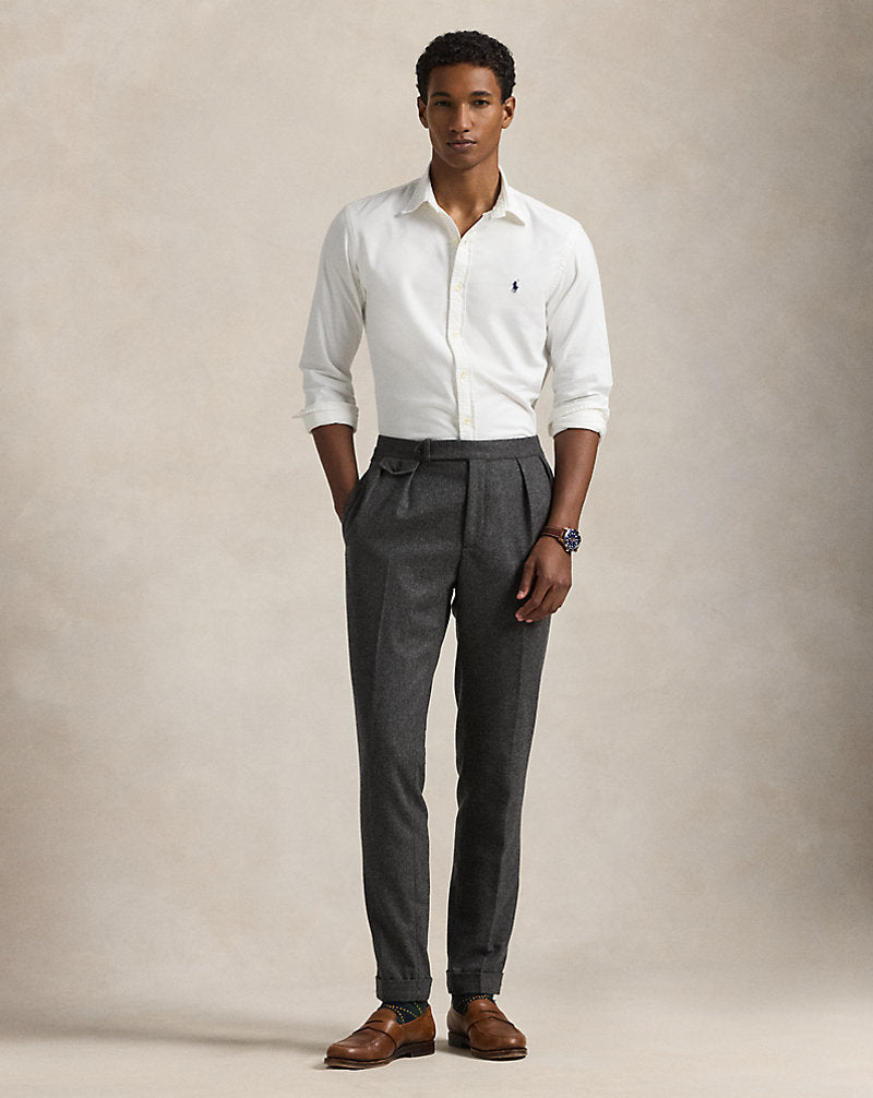 Slim Fit Garment-Dyed Oxford Shirt White