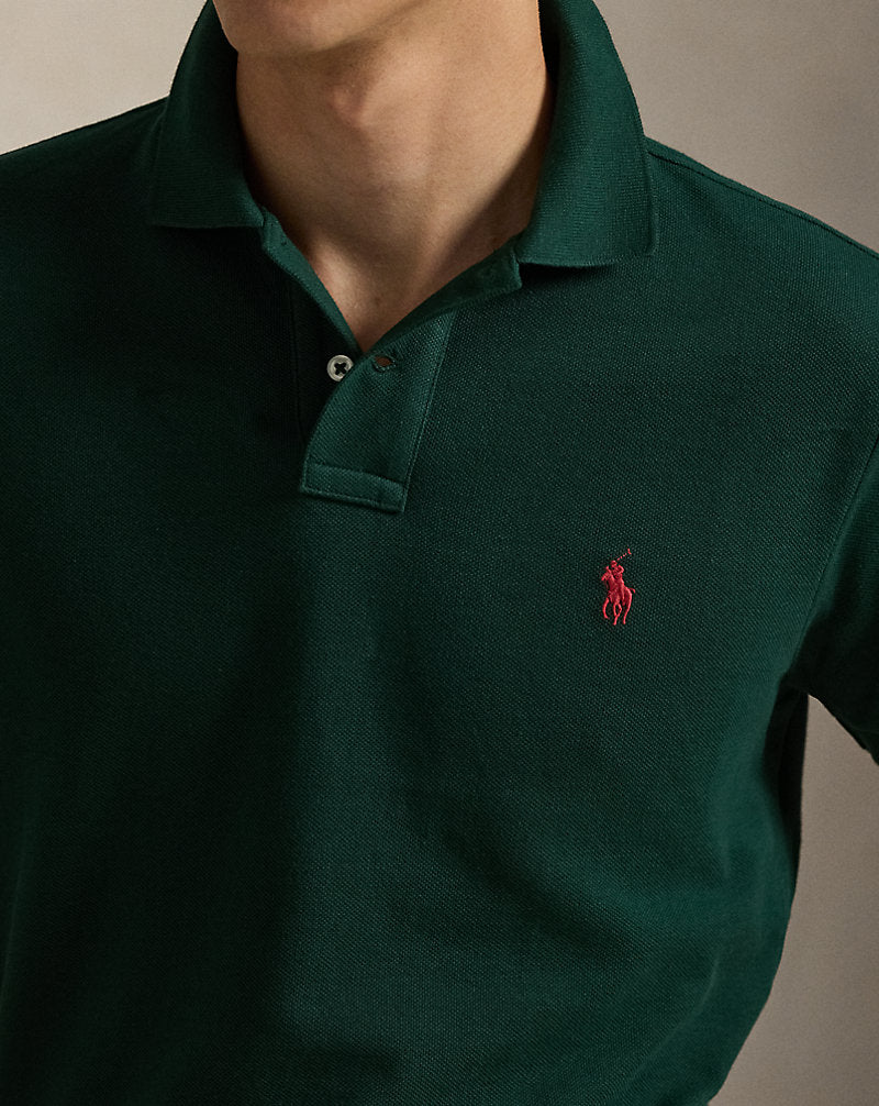 Custom Slim Fit Mesh Polo College Green