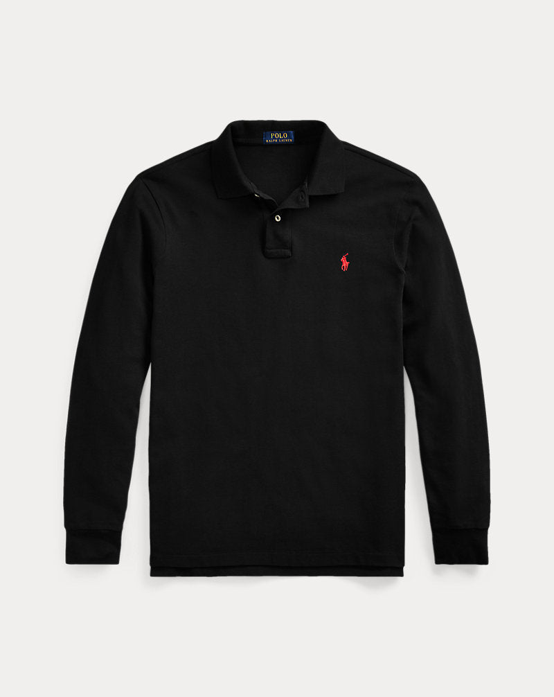 Custom Slim Fit Mesh Polo Shirt Black