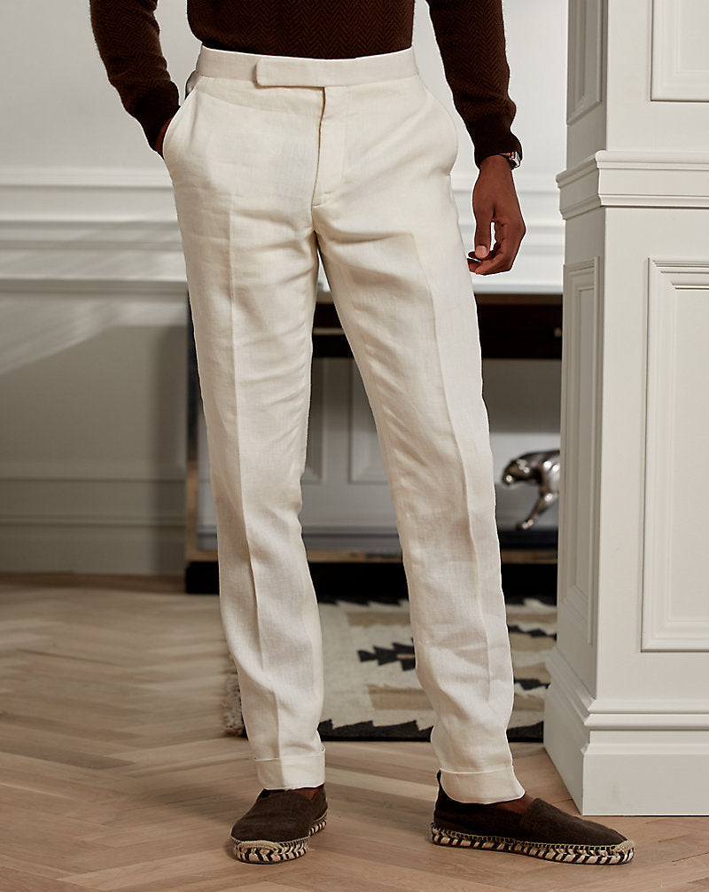 Gregory Hand-Tailored Linen Suit Trouser Cream