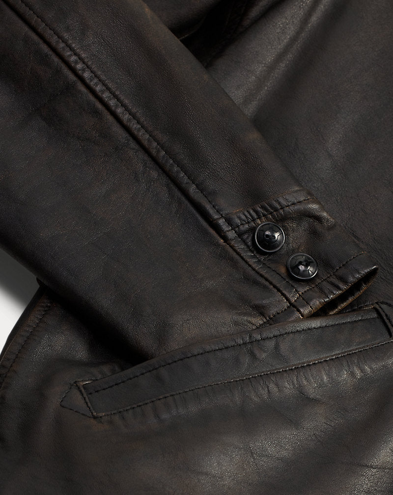 Leather Jacket Black Over Brown