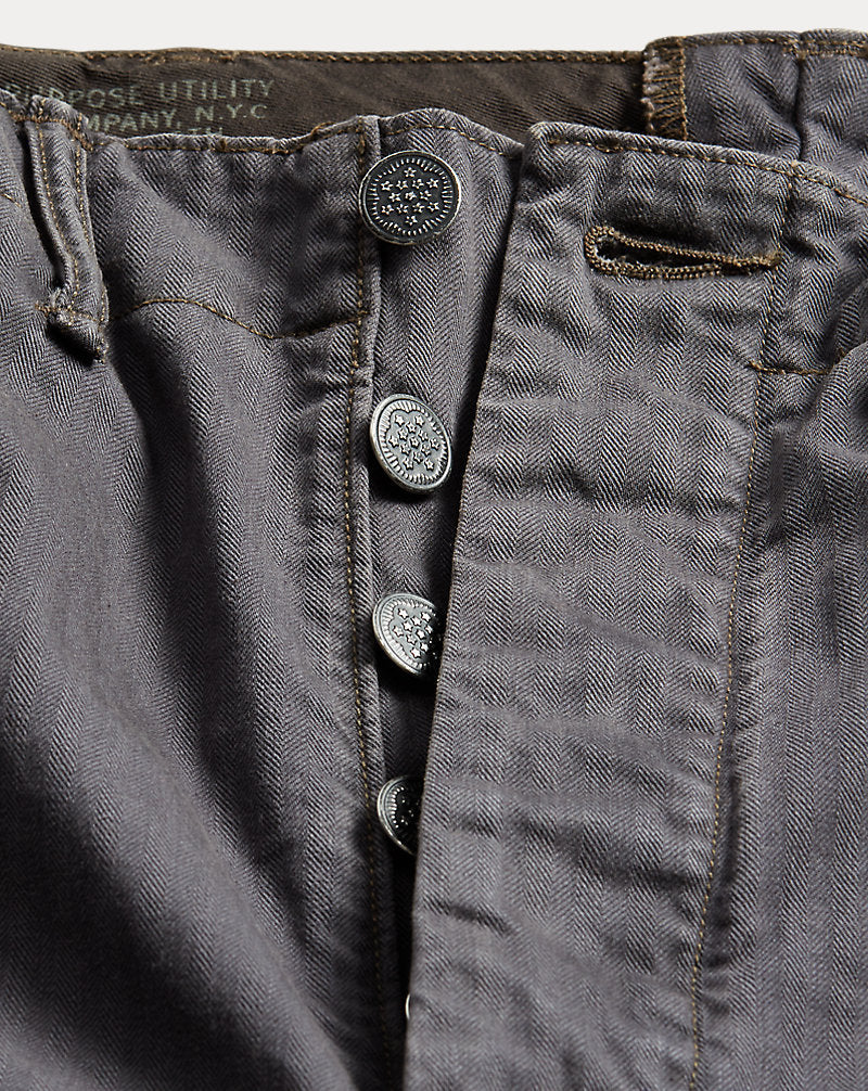 Herringbone Twill Field Trouser Washed Black