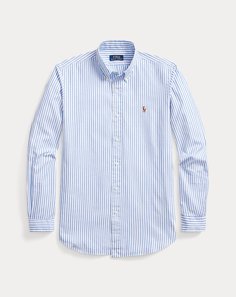 Custom Fit Striped Stretch Oxford Shirt Blue/White