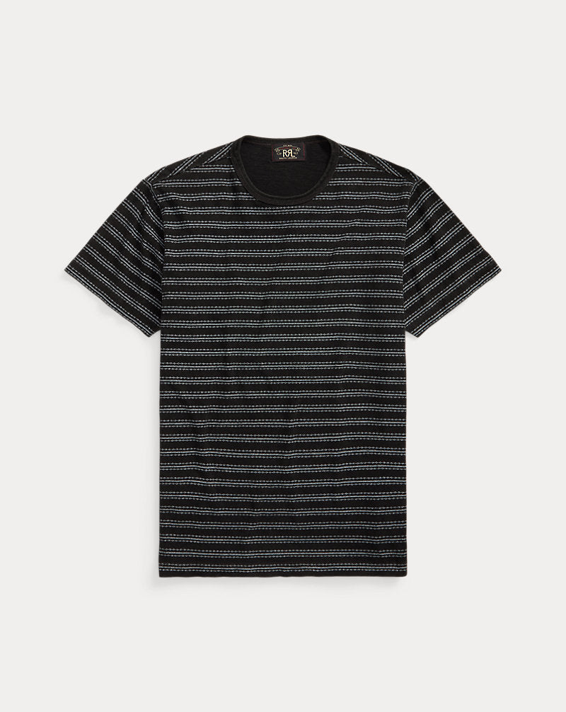 Indigo Striped Jacquard T-Shirt Black Multi