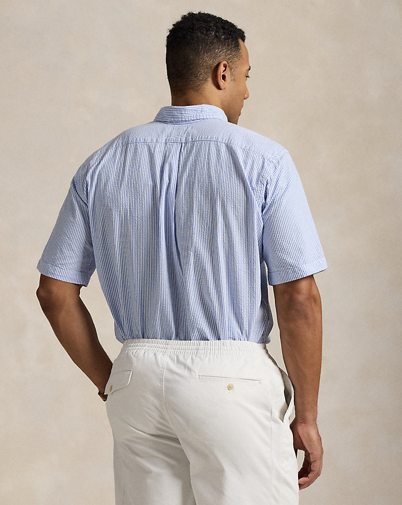 Striped Seersucker Shirt Blue/White