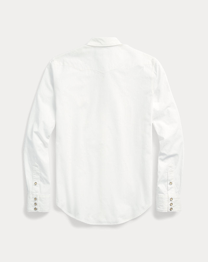 Slim Fit Poplin Western Shirt White