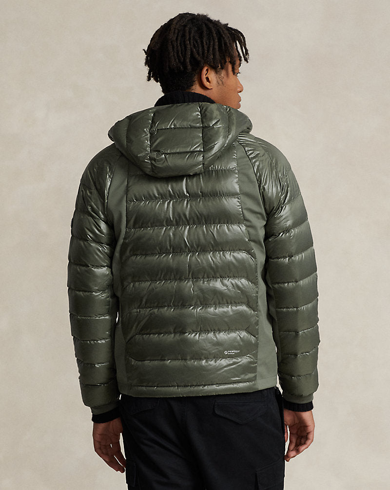 Water-Repellent Hybrid Down Jacket Fossil Green