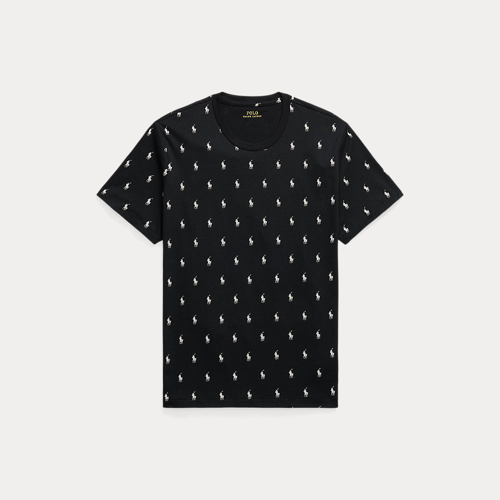 Allover Pony Cotton Jersey Sleep Shirt Polo Black Aopp