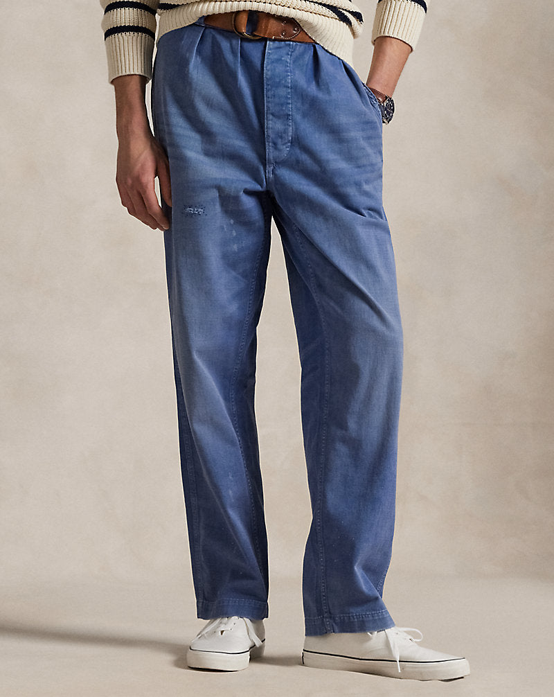 Straight Fit Distressed Twill Trouser Les Fades