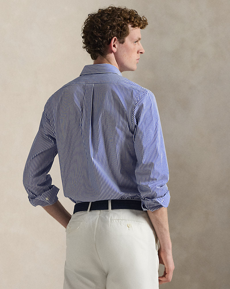 Slim Fit Striped Stretch Poplin Shirt Blue/White Bengal Stripe