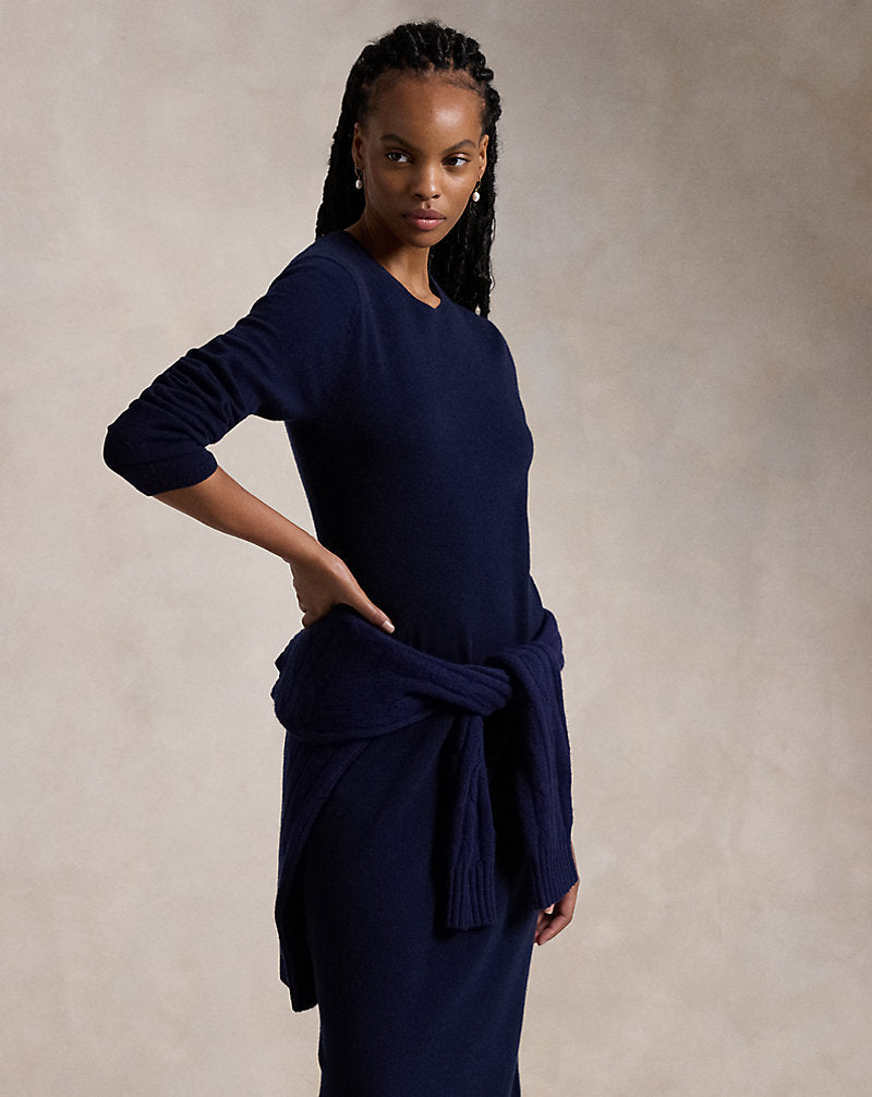 Cashmere Crewneck Jumper Dress Hunter Navy
