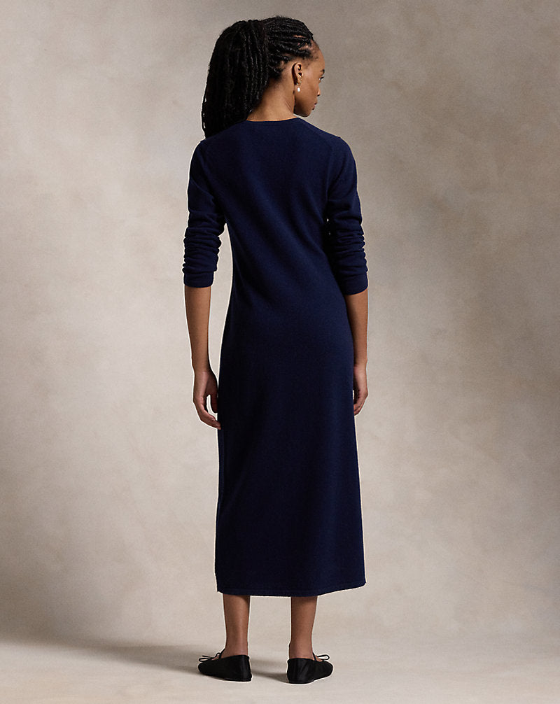 Cashmere Crewneck Jumper Dress Hunter Navy