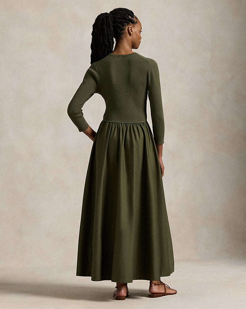 Henley-Bodice Dress Canopy Olive