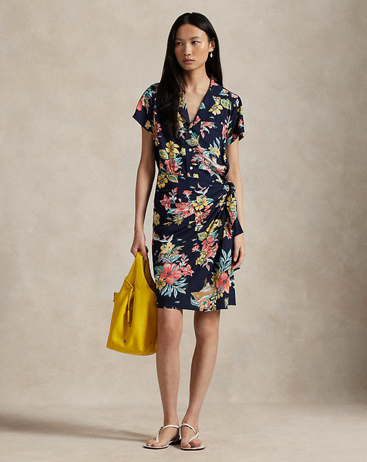 Floral Faux-Wrap Shirtdress Unchartered Floral