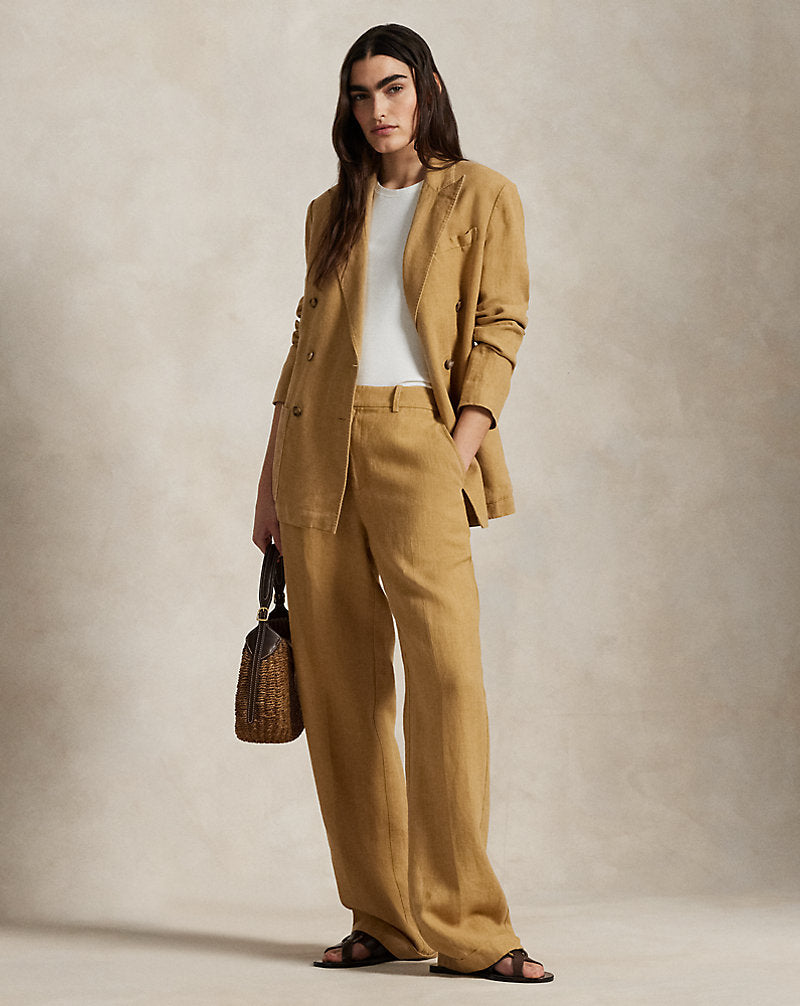 Double-Breasted Linen Blazer Sand Dune