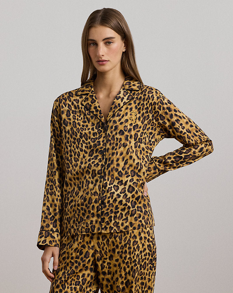 Leopard-Print Sateen Sleep Set Leopard