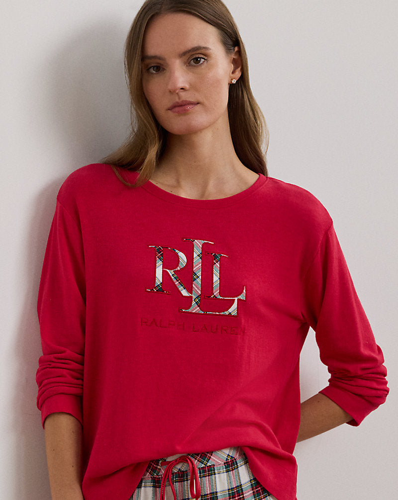 Plaid Jersey Pyjama Set Cream Plaid