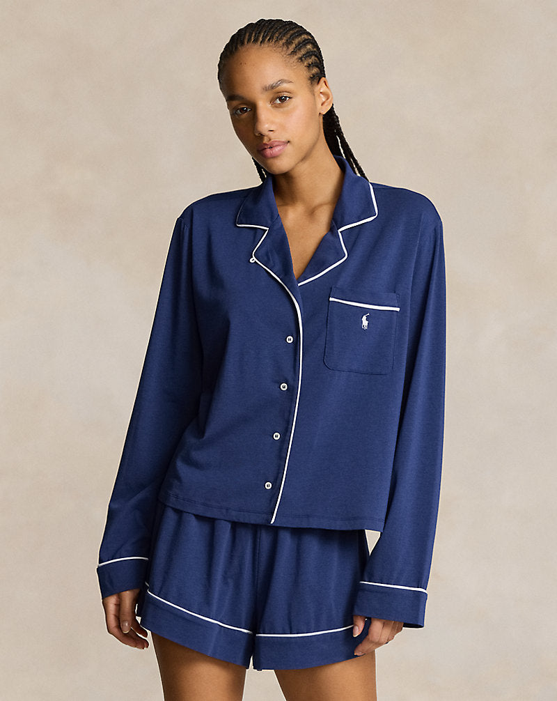 Jersey Long-Sleeve Pyjama Set Navy
