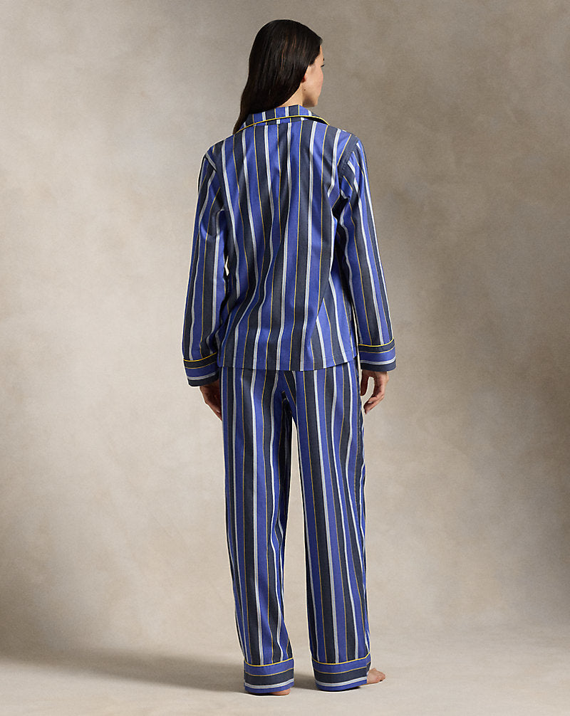 Striped Long-Sleeve Pyjama Set Navy Cricket