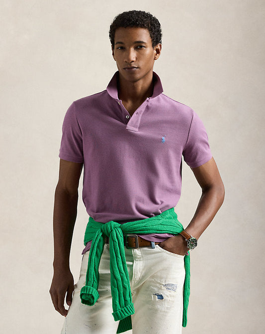 Custom Slim Fit Mesh Polo Shirt Tea Rose