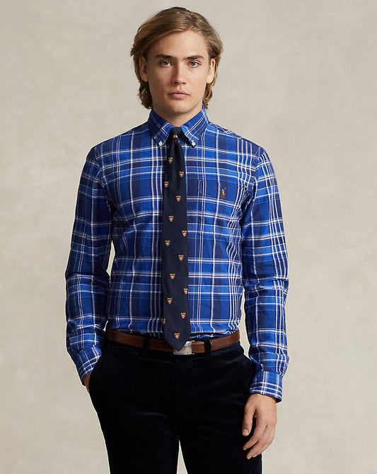 Custom Fit Plaid Oxford Shirt Blue Multi